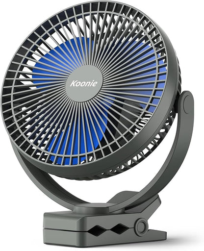 Koonie 10000mAh Rechargeable Portable 8-Inch Clip-on Fan, USB Car Fan 4 Speeds by Koonie