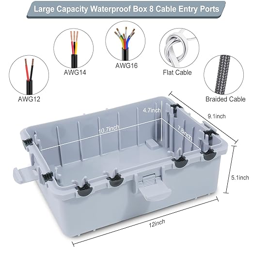 Large Outdoor Electrical Box Waterproof, IP54 Extension Cord Cover Weatherproof - Image 2
