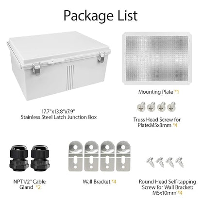 LeMotech Electrical Box, IP67 Waterproof Hinged Cover Stainless Steel Latch - Image 8