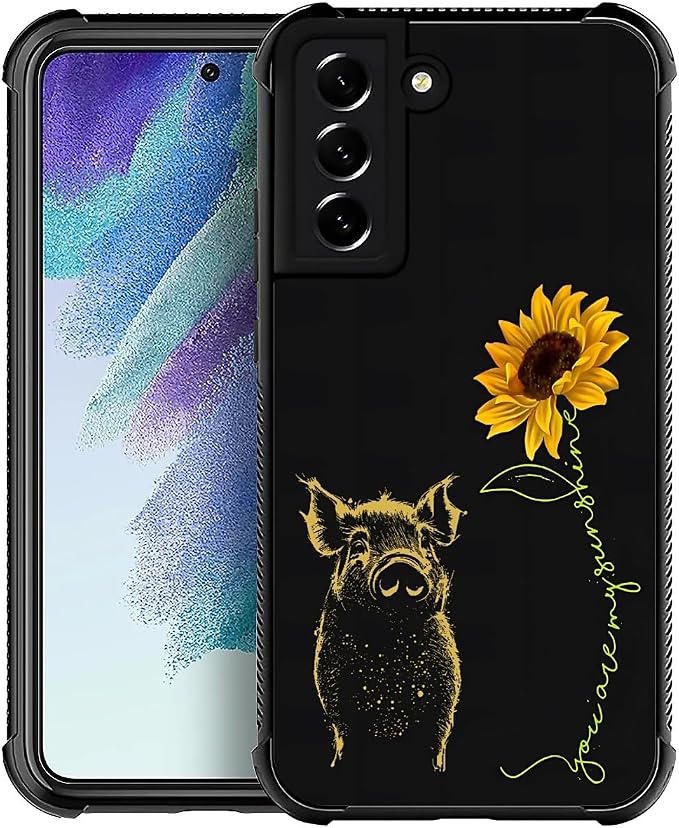 for Samsung Galaxy S22 Case, Pig Sunflower Yellow Sunshine Pattern Graphic by FKBRCL4U