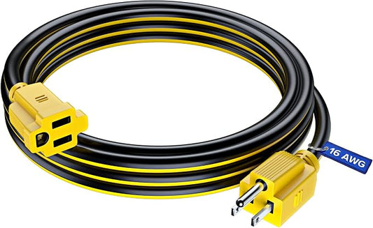 Maximm 10 Ft Black and Yellow Extension Cord, Heavy Duty 16 AWG, ETL Listed by MaximmCable