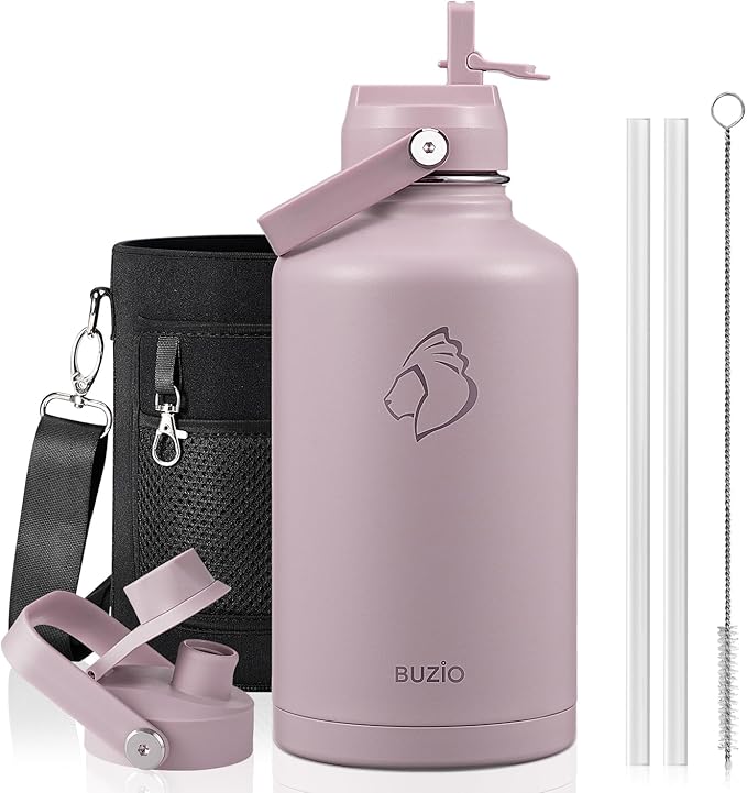 BUZIO 64oz Insulated Water Bottle, Half gallon Stainless Steel Jug, Triple Wall by BUZIO