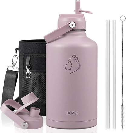 BUZIO 64oz Insulated Water Bottle, Half gallon Stainless Steel Jug, Triple Wall by BUZIO