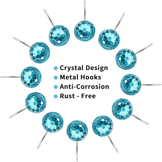 MitoVilla Teal Blue Shower Curtain Hooks Rings, Metal Shower Hooks - Image 4
