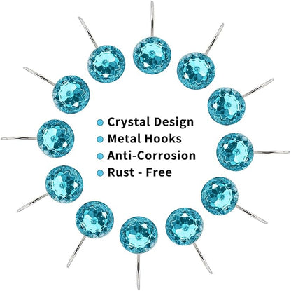 MitoVilla Teal Blue Shower Curtain Hooks Rings, Metal Shower Hooks - Image 4