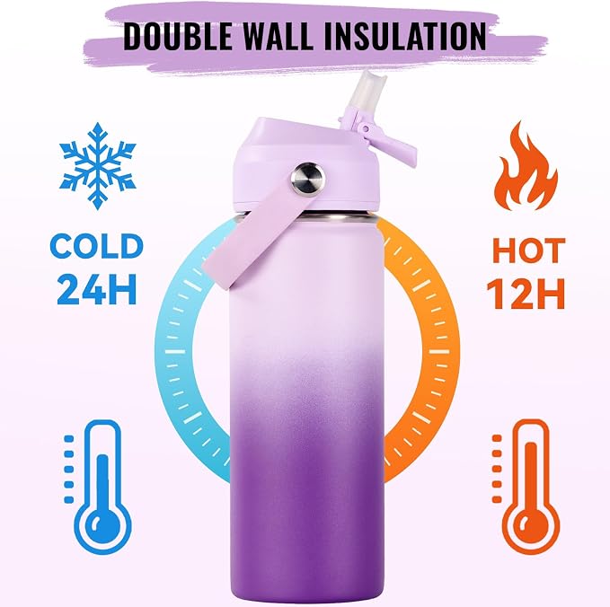 Fijinhom 18oz Insulated Stainless Steel Water Bottle, Wide Mouth Double Wall - Image 5