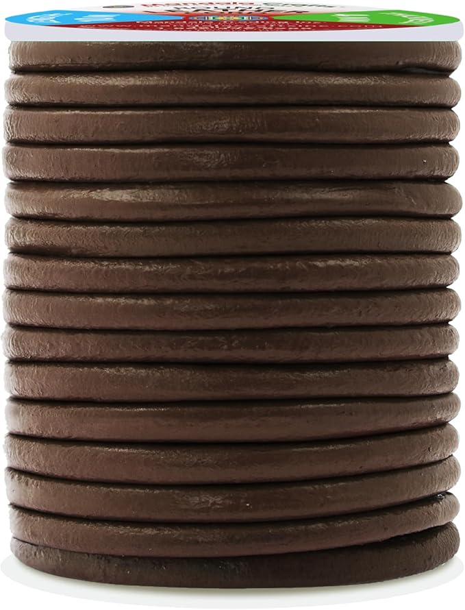 Mandala Crafts Round Cowhide Genuine Brown Leather Cord - Image 2