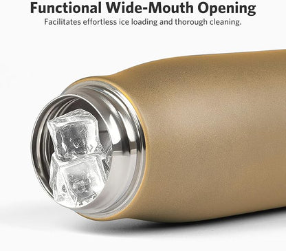 12 oz Insulated Water Bottle, Dusgut Wide Mouth Water Bottle, Stainless Steel - Image 2
