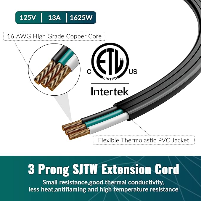 Elecan Flat Plug Extension Cord 8 Ft 2 Pack - Image 5