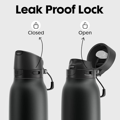 Meoky 24 oz Slim Insulated Water Bottle: Leak Proof Locking Lid, 2-in-1 Straw - Image 4