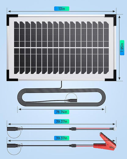 7.5W Solar Battery Maintainer & Trickle Charger, 12V Waterproof Panel - Image 9