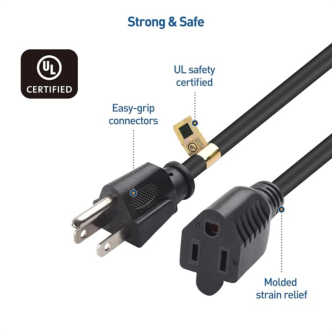 Cable Matters 16 AWG Heavy Duty 13A Power Extension Cord - 25ft - Image 6
