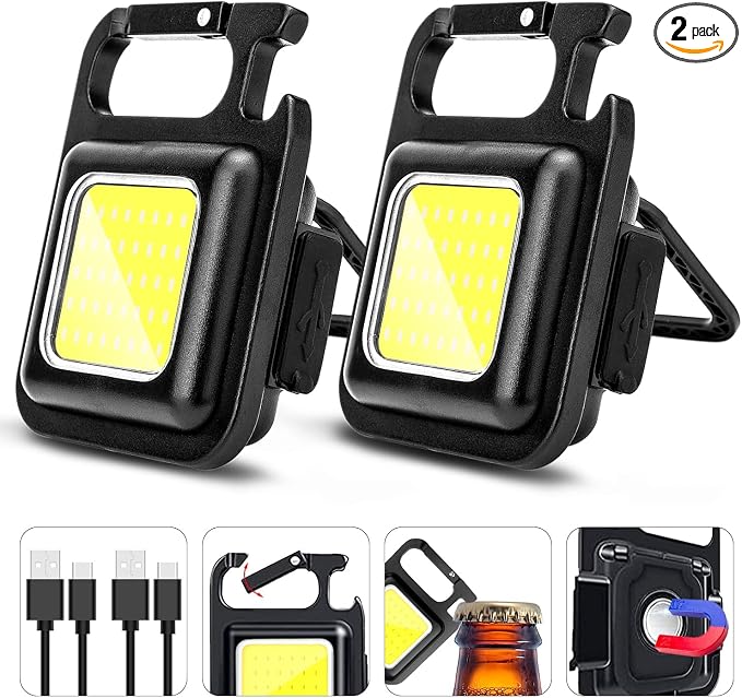 MAKDAK COB Rechargeable Keychain Flashlight 2Pack, High Lumen Super Bright LED by MAKDAK