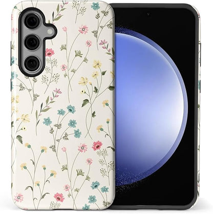 for Samsung Galaxy S24 Plus Case, HL2 Beige Flower Branch Hybrid 2 Layer Hard by Unknown