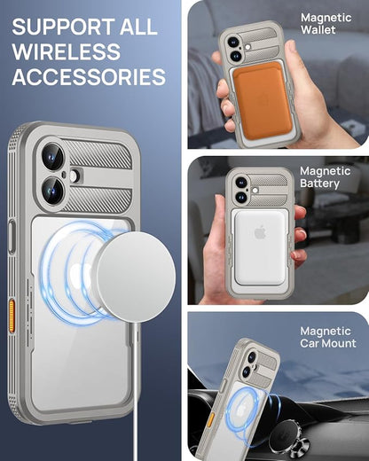 Lanhiem Magnetic for iPhone 16 Case, IP68 Waterproof Dustproof Case, Full Body - Image 3