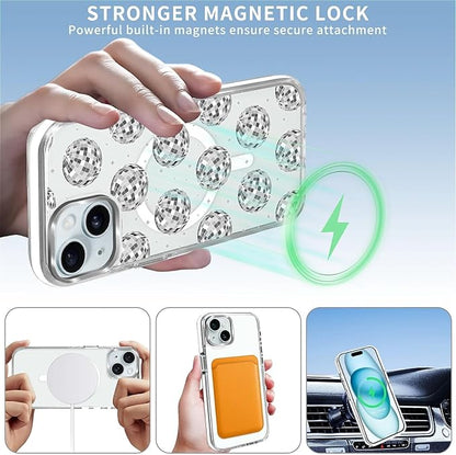 Case for iPhone 14 Plus/15 Plus, Disco Ball Grayish White Phone Case Design，for - Image 3