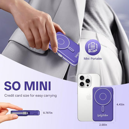 Magnetic Portable Charger Built-in Cables, 10000mAh Fast Charging Wireless - Image 4