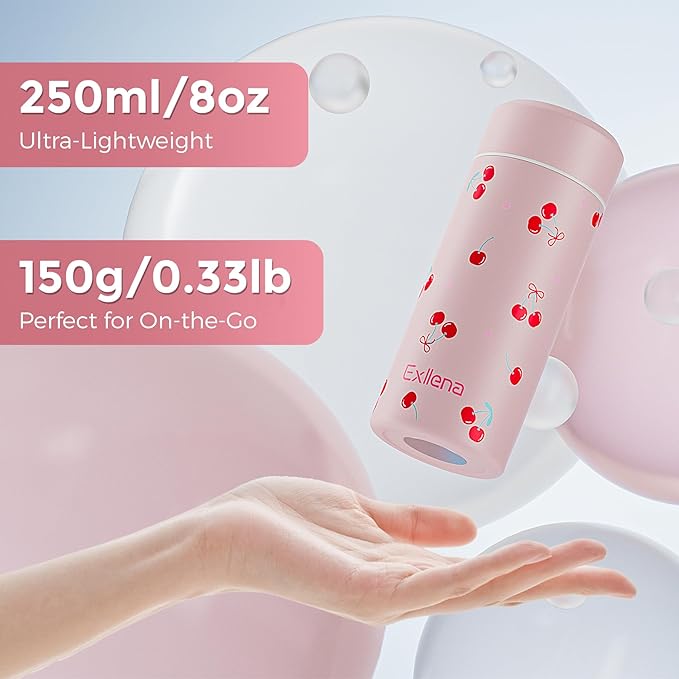 【Upgraded】Exllena Small Insulated Water Bottle 8 oz/250ml– Mini Insulated Water - Image 2