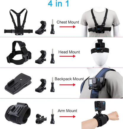 Accessories Set for GoPro Hero 13/12/11/10/9/8/7/6/5/4, New Quick Release Head - Image 2