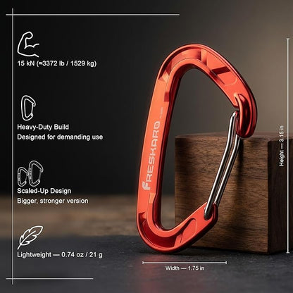 FresKaro 15kN-3372lbs Heavy Duty Wiregate Carabiners, Reliable Time-Tested - Image 2