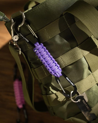 Paracord Braided Carabiner Keychain Lanyard Strap, Hanger Stroller Hook w/2 - Image 3