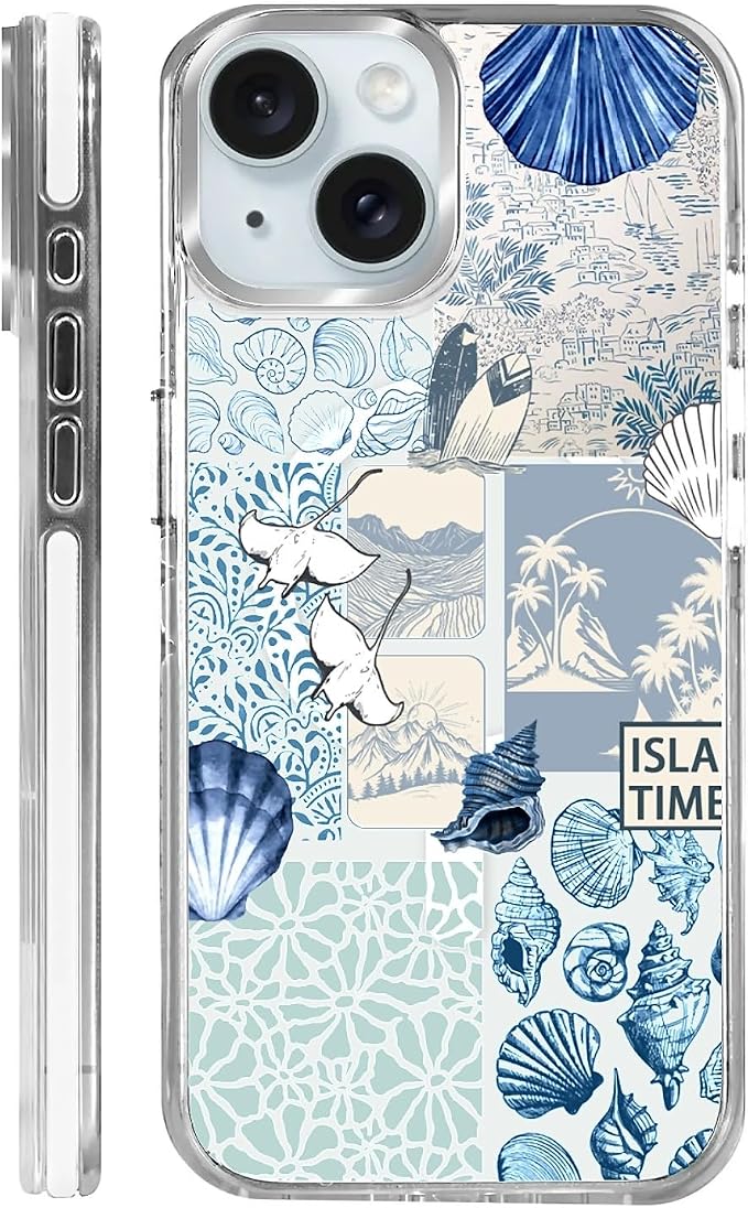 Case for iPhone 13/14, Sea Life Ocean Waves Seashell Collage Phone Case by Toulas