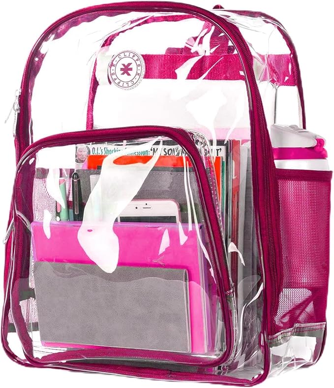K-Cliffs Large Transparent Backpack Clear Heavy Duty School Bag Durable Student by K-Cliffs