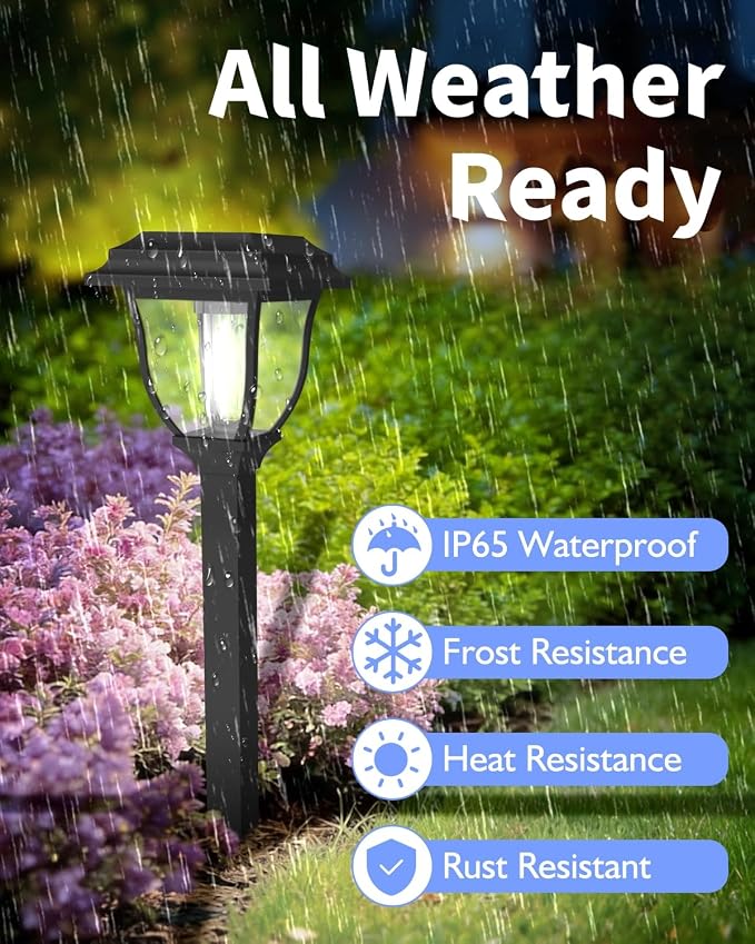 Solar Pathway Lights 12 Pack Mini Outdoor 3000K Bright Auto On/Off Solar Garden - Image 7