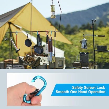 10 Pack Aluminum D Ring Key Rings Hiking Clips Locking Carabiner - Image 6