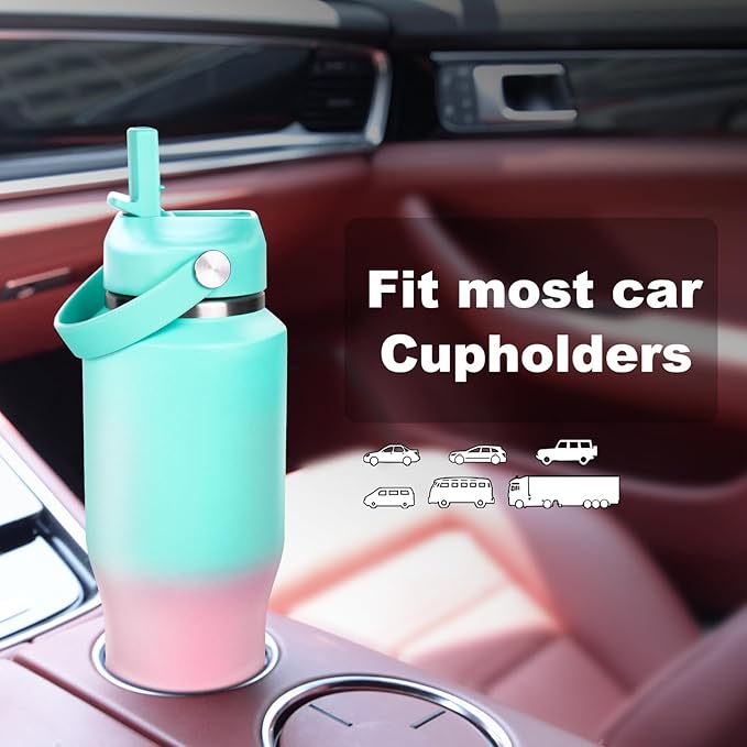 ABOTOCUP 32oz Insulated Water Bottle, Fit in Any Car Cup Holder, Water Bottle - Image 2