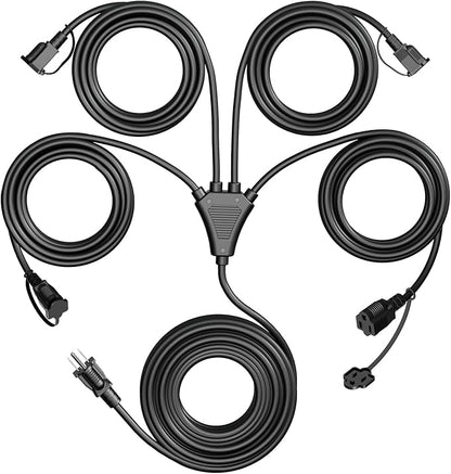 Eversimpleinc Black 1 to 4 Splitter Extension Cord, 3 Prong Plug by EversimpleInc