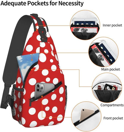 Mushroom Dots Sling Bag For Women Men Fashion Backpack Crossbody Red Mushroom - Image 4