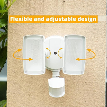 UME 2 Pack 19W LED Flood Light Motion Sensor Outdoor, 2 Adjustable Head - Image 5