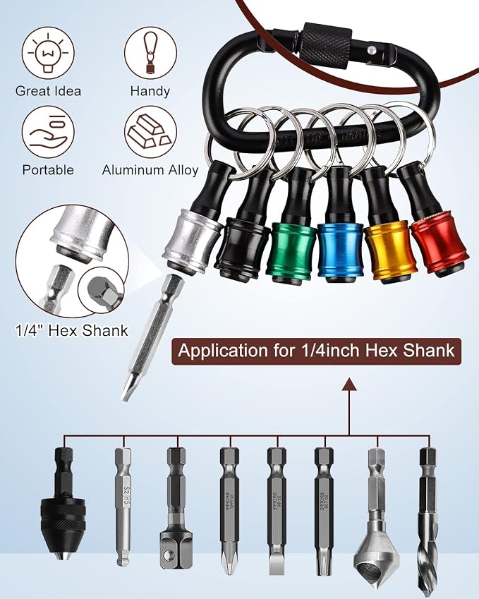 Katerk 6pcs 1/4 inch Hex Shank Aluminum Alloy Screwdriver Bits Holder 2 Sets - Image 2