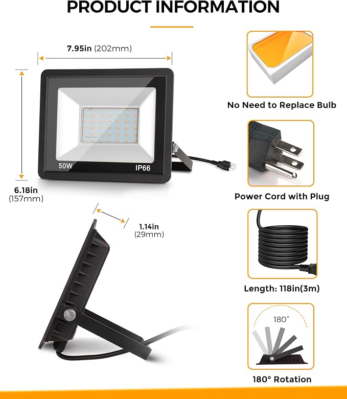 L LOHAS LED Orange and Purple Christmas Halloween Flood Light Outdoor, 2 Pack - Image 7