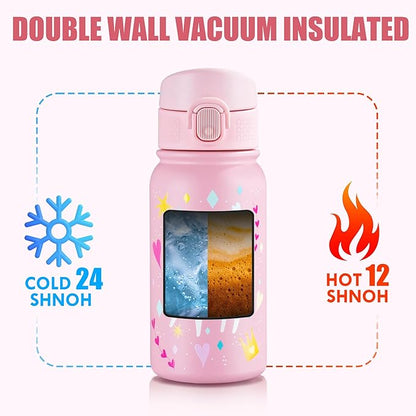 OLDLEY 12oz Kids Water Bottle, Stainless Steel Insulated Water Bottle - Image 6