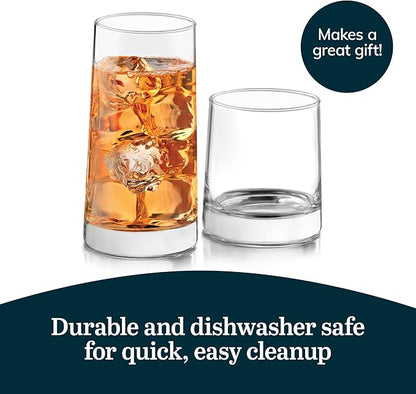 Libbey Cabos 16-Piece Rocks and Tumbler Glasses Set, Angled Glass Cups Set - Image 5
