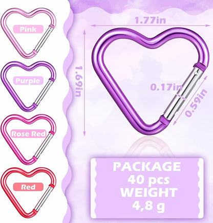Shimeyao Heart Keychain Clips Bulk, Aluminum Alloy Snap Heart Shaped Carabiner - Image 2