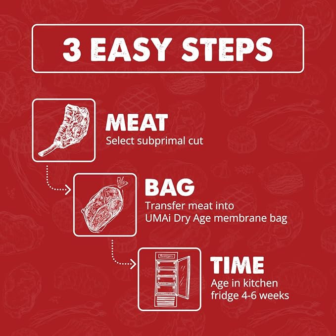 UMAi Dry Aging Bag for Steaks, Dry Age Bags for Meat, Brisket or Bone-In up to - Image 6