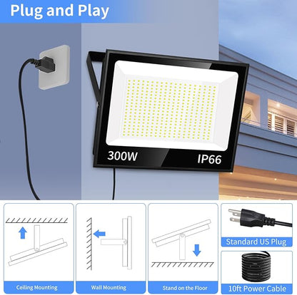 ISUERFY 300W LED Flood Light Outdoor - Image 3