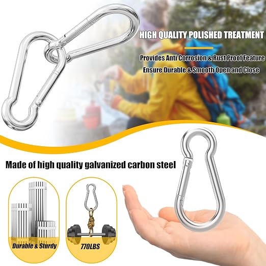 EPHECH 30PCS 4" Heavy Duty Spring Snap Hook, M10 3/8" Galvanized Steel - Image 4