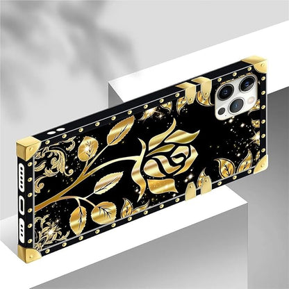 Compatible with iPhone 12 Pro Max Case, Shine Gold Rose Luxury Golden Decoration - Image 4