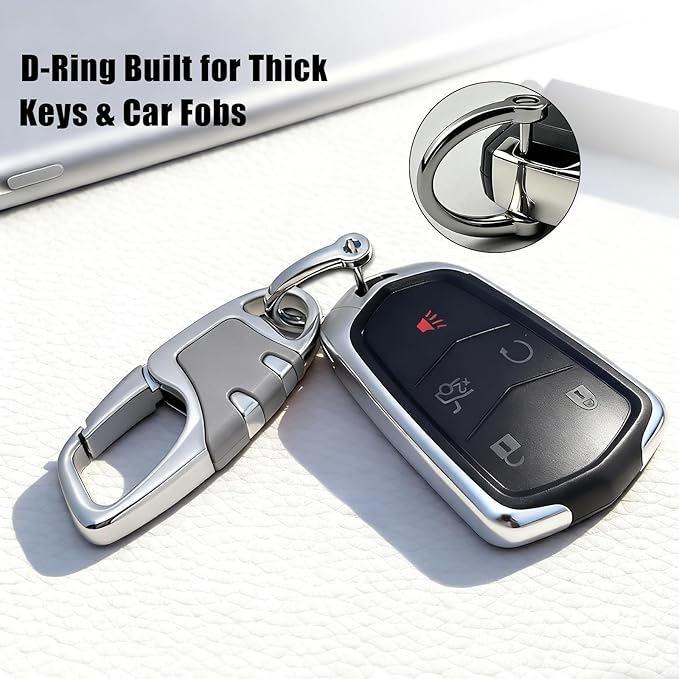 Keychain with Carabiner Clip, 4 Heavy Duty Key Rings and D Ring - Image 2