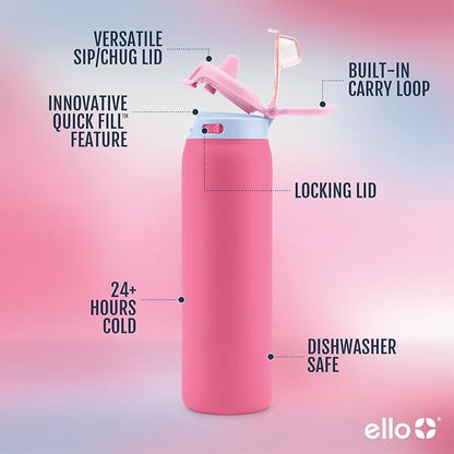 Ello Pop & Fill 22oz Stainless Steel Water Bottle - Image 3