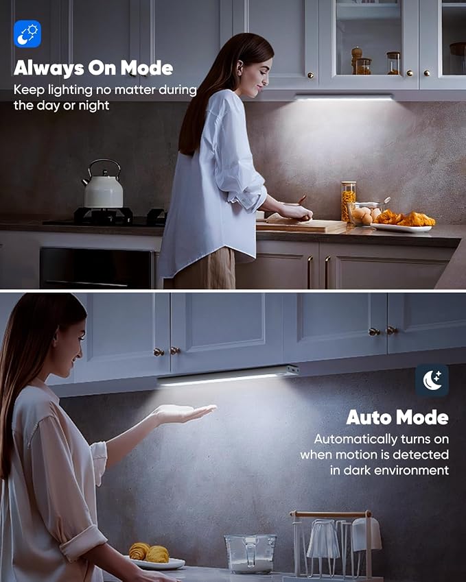 VerRon 10in Under Cabinet Lighting, Upgraded 2200mAh Rechargeable Under Cabinet - Image 7