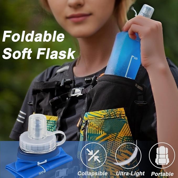2 Pack Collapsible Water Bottle 500ml – BPA-Free Foldable Soft Flask - Image 2