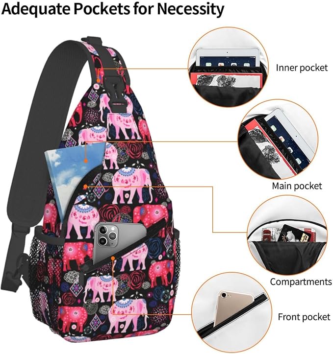 African Ethnic Elephant Sling Backpack - Image 4