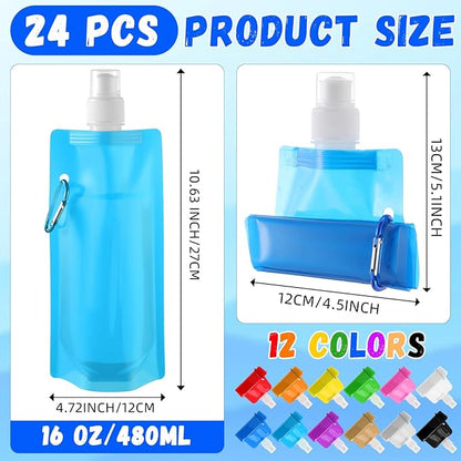 Teenyyou 24 Pack Collapsible Water Bottles Bulk 16oz Foldable Water Bottles - Image 2