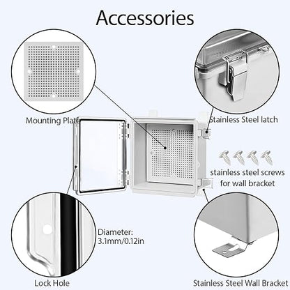 LeMotech Electrical Box, IP67 Waterproof Hinged Clear Cover Stainless Steel - Image 4