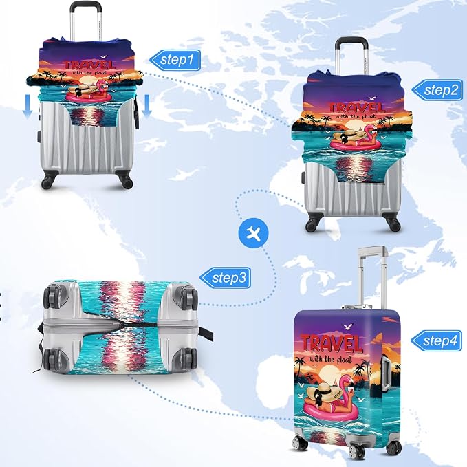 ANNA QUEEN Tropical Travel Flamingo Float Luggage Cover -Stretchable Airplane - Image 6